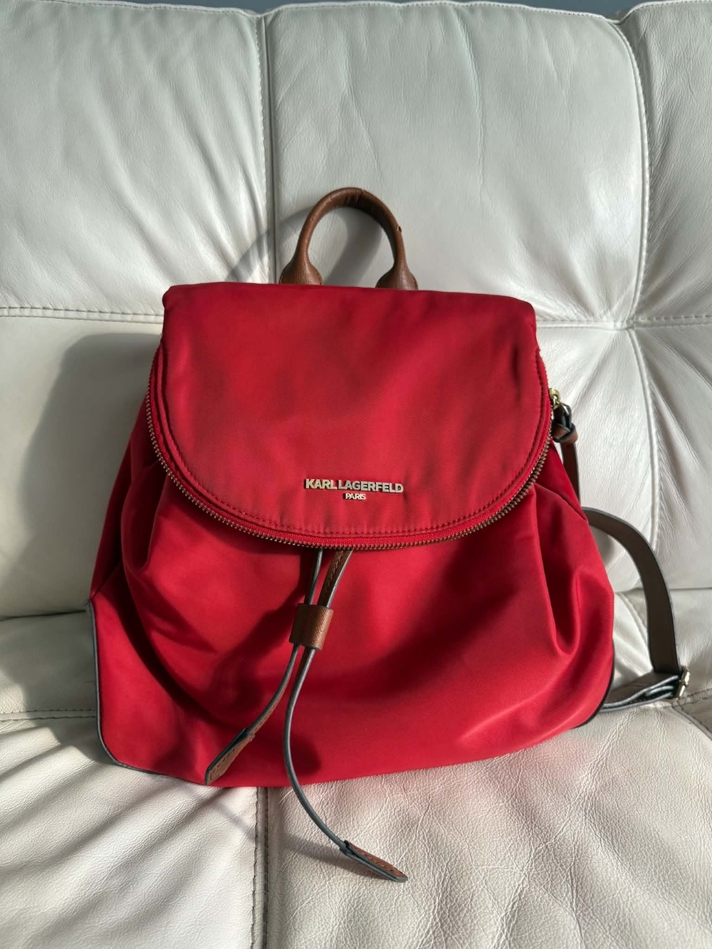 Karl Lagerfeld Red Nylon Drawstring Backpack